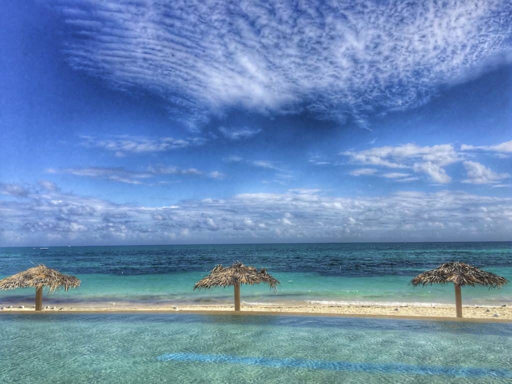 View of the Caribbean from the pool at Grand Lucayan Resort in Freeport, Bahamas