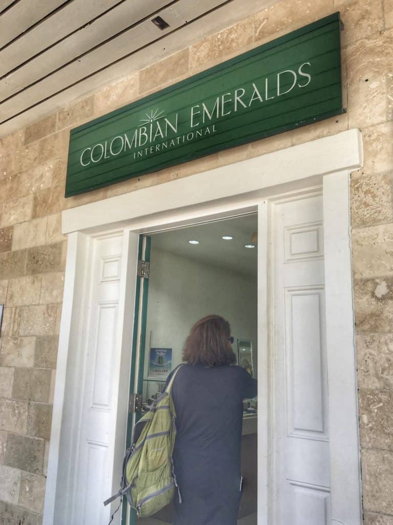 Entrance to Colombian Emeralds store in Freeport, Bahamas