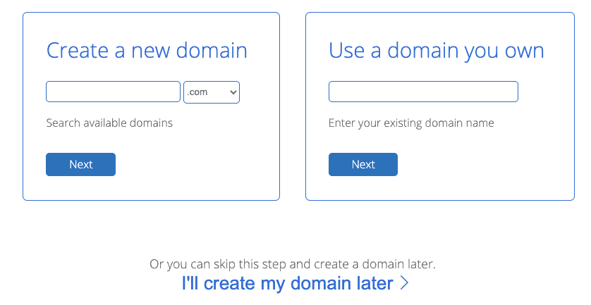 Choosing your domain name in Bluehost
