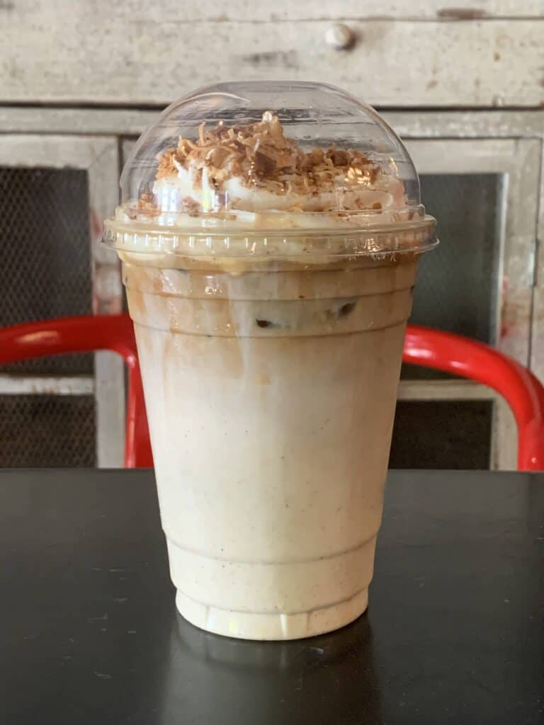 Coquito Iced Latte at Cuatro Sombras in San Juan, Puerto Rico