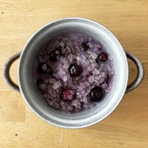 Homemade oatmeal with blueberries in a bowl