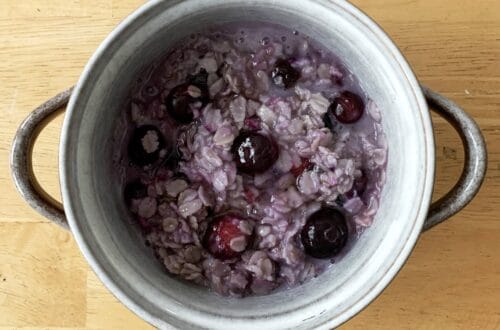 Homemade oatmeal with blueberries in a bowl