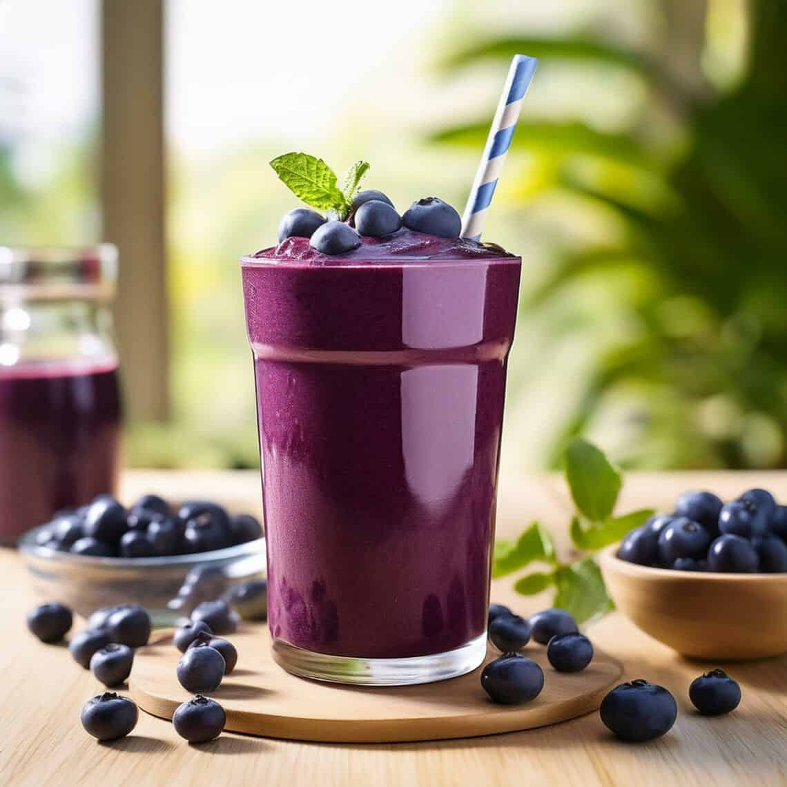 Refreshing Blueberry Acai Smoothie Recipe in a tall glass