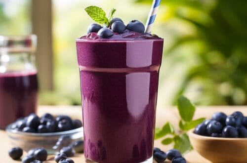 Refreshing Blueberry Acai Smoothie Recipe in a tall glass