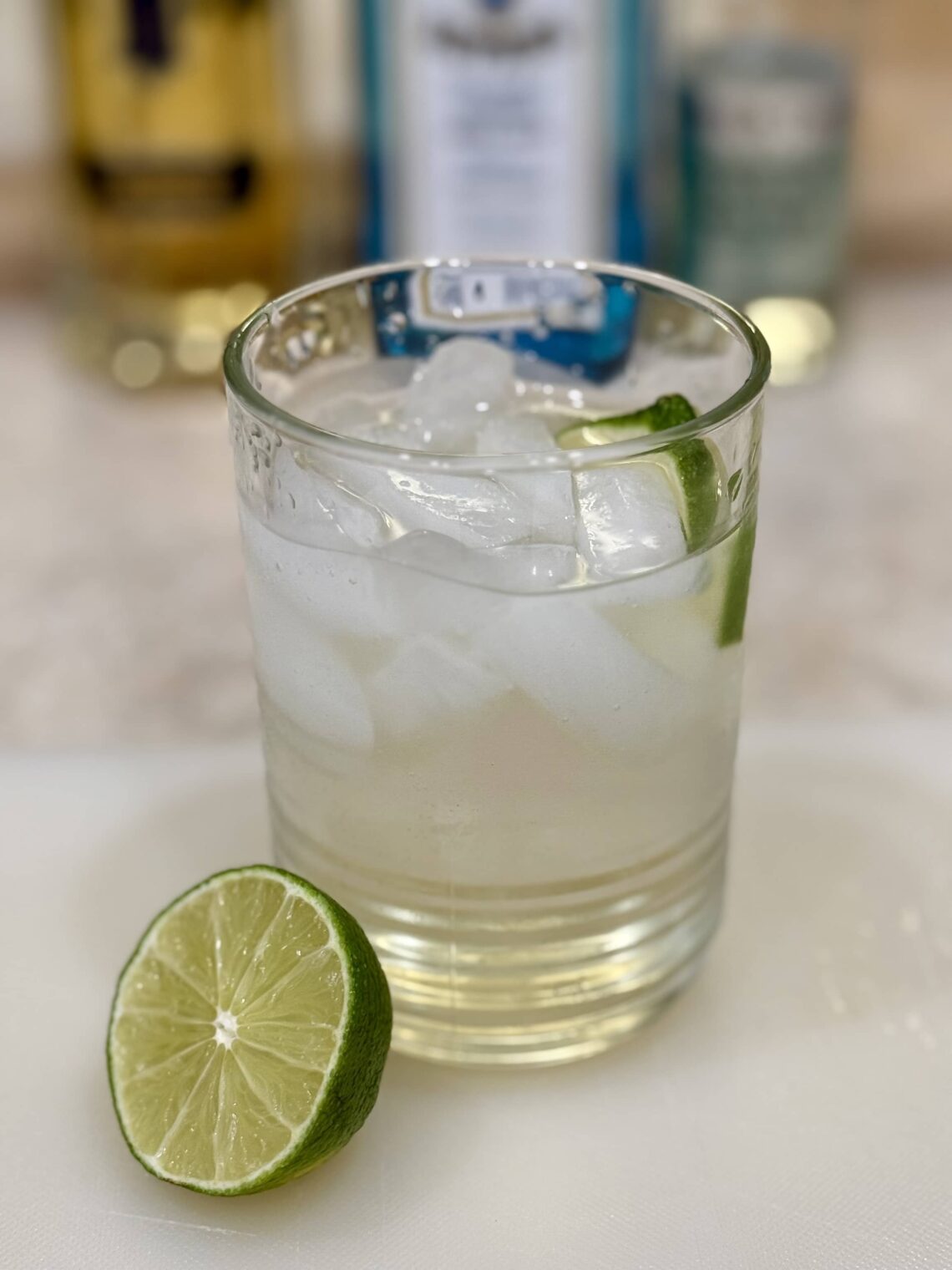 Gin and tonic made with St. Germain elderflower liqueur