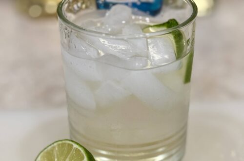 Gin and tonic made with St. Germain elderflower liqueur